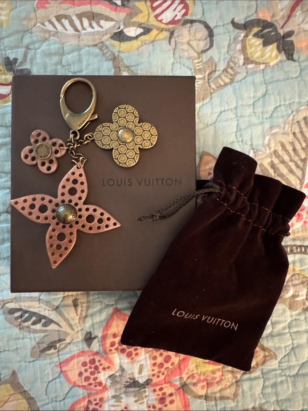 🔥🔥1 DAY SALE!! ✨ LOUIS VUITTON Antique Brass and Resin Rock Flower Bag Charm